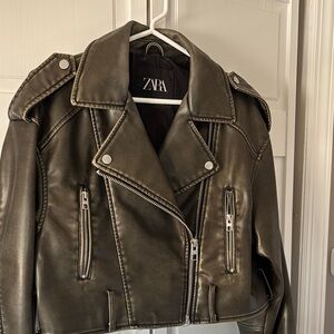 Zara Women's Silver Leather Jacket
